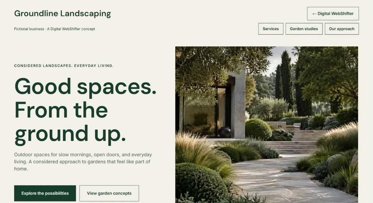 Actual Groundline concept website by Digital WebShifter