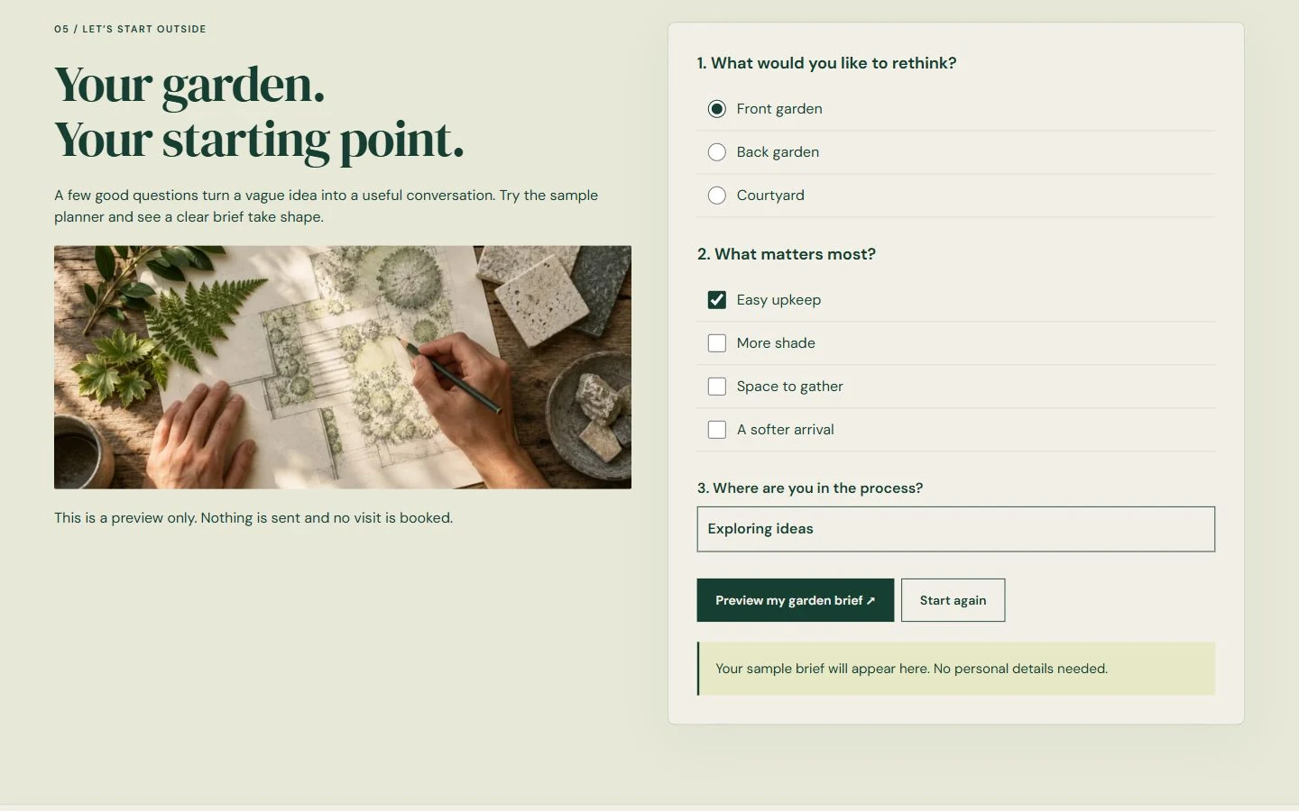 Live Groundline concept website showing its interactive feature and updated illustrative photography