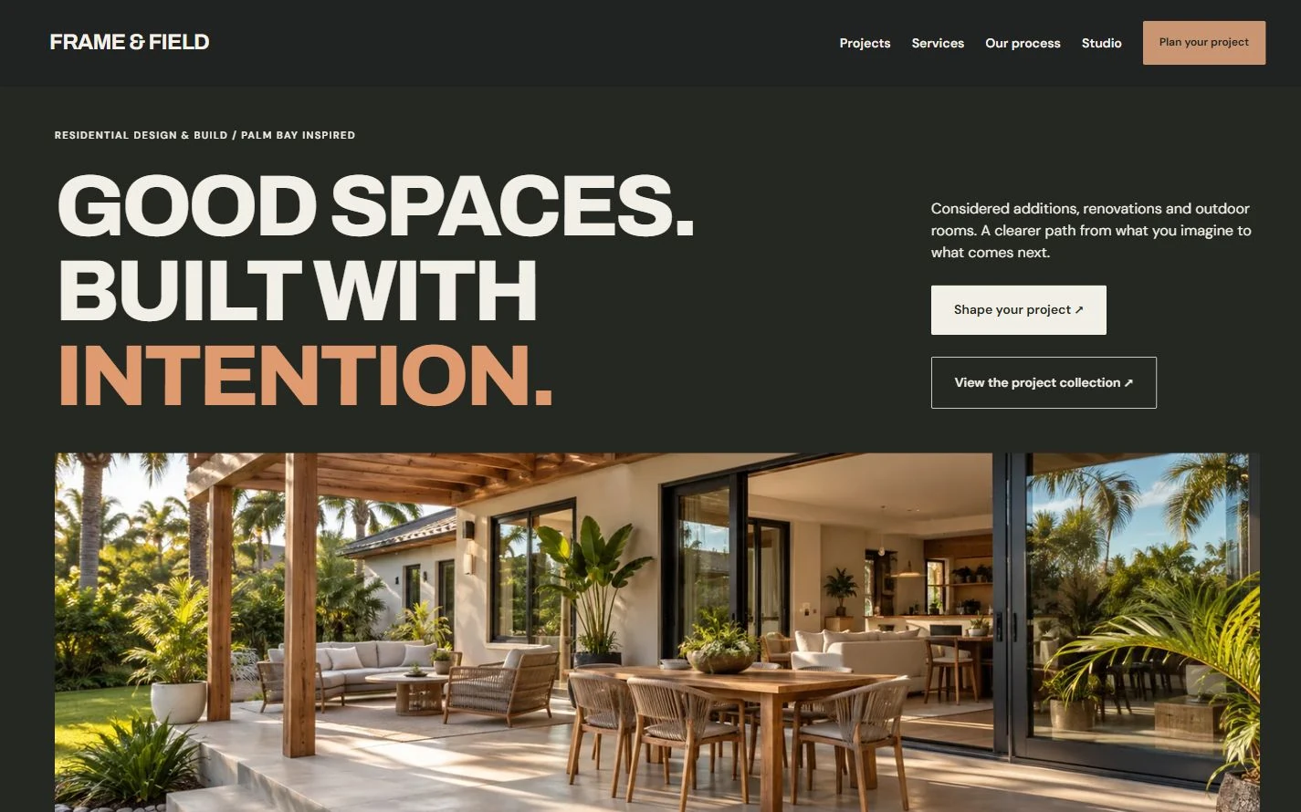 Frame & Field — desktop capture of the redesigned fictional website, October 2026.