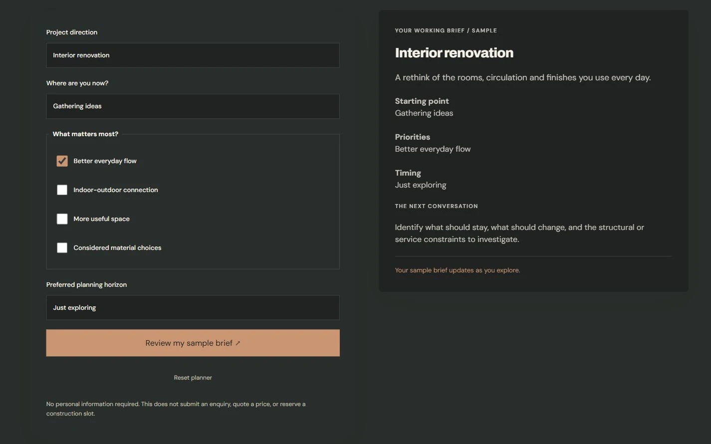 Frame & Field — detail capture of the redesigned fictional website, October 2026.