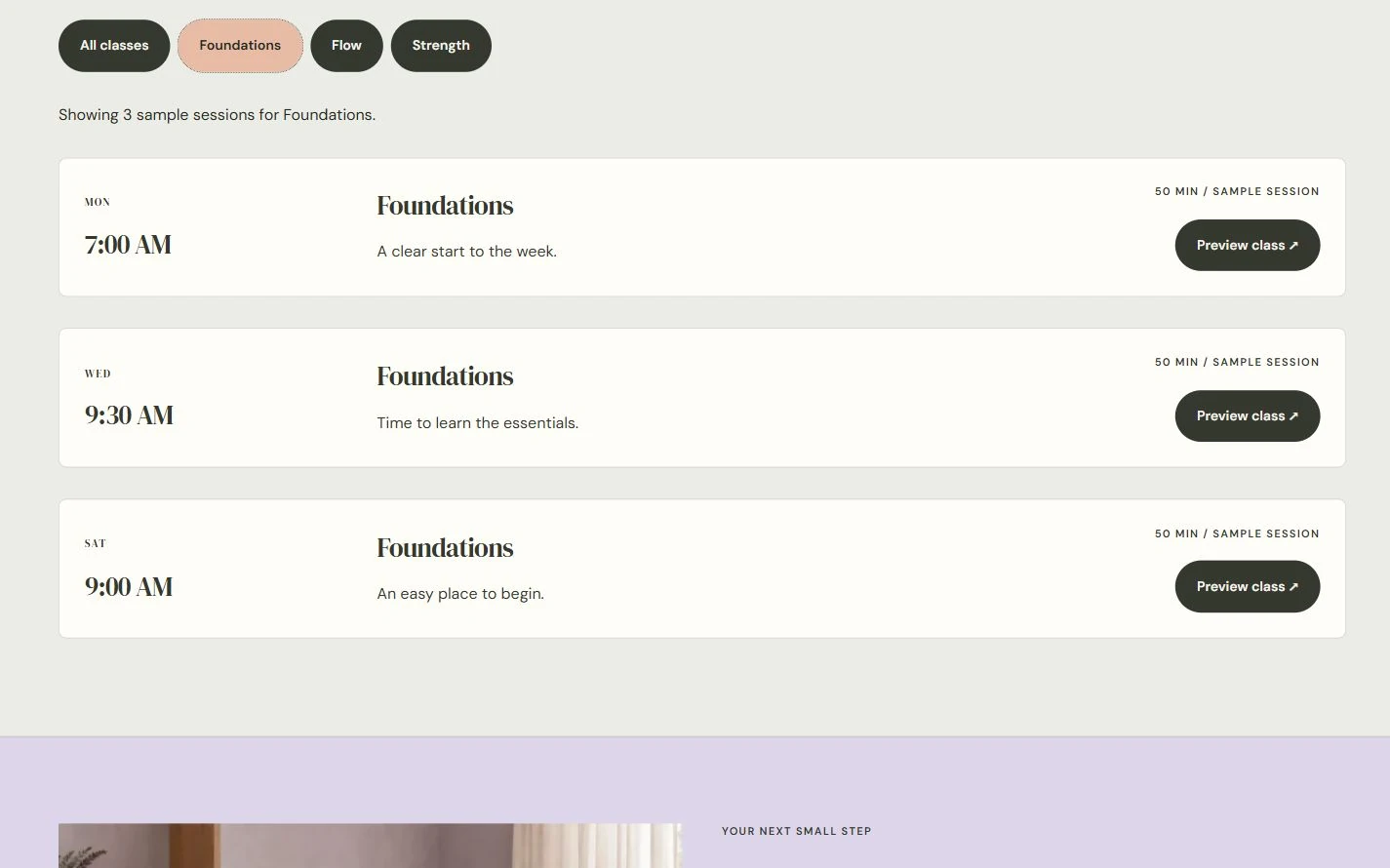 FORM Pilates — detail capture of the redesigned fictional website, October 2026.